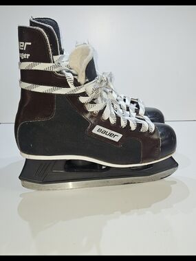 Bauer Men's Hockey Ice Skates in Black and Brown Size 8 Wearable